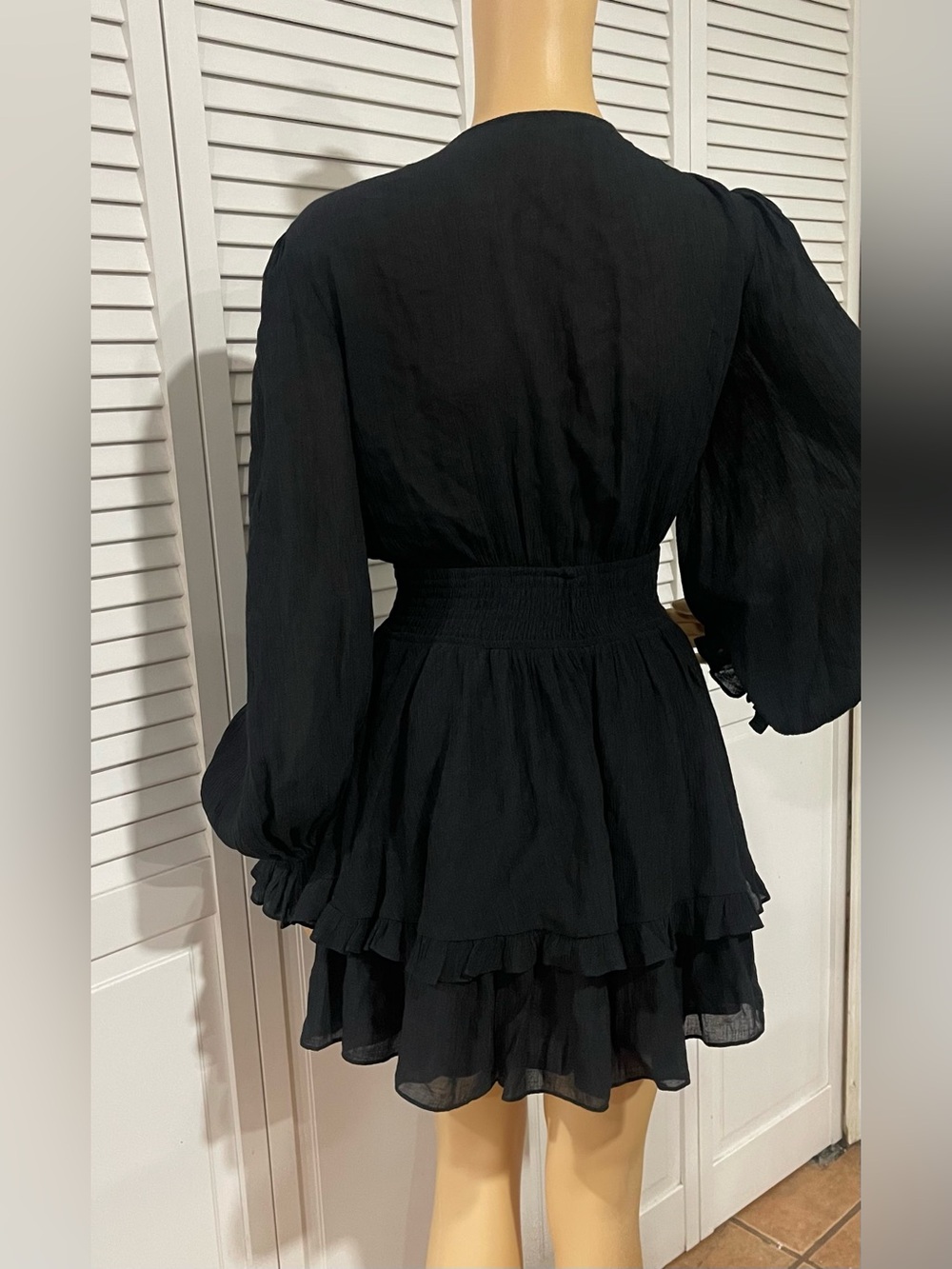 Virgins Saints & Angels Black Tie-Front Long Sleeve Mini Dress - Picture 3 of 5